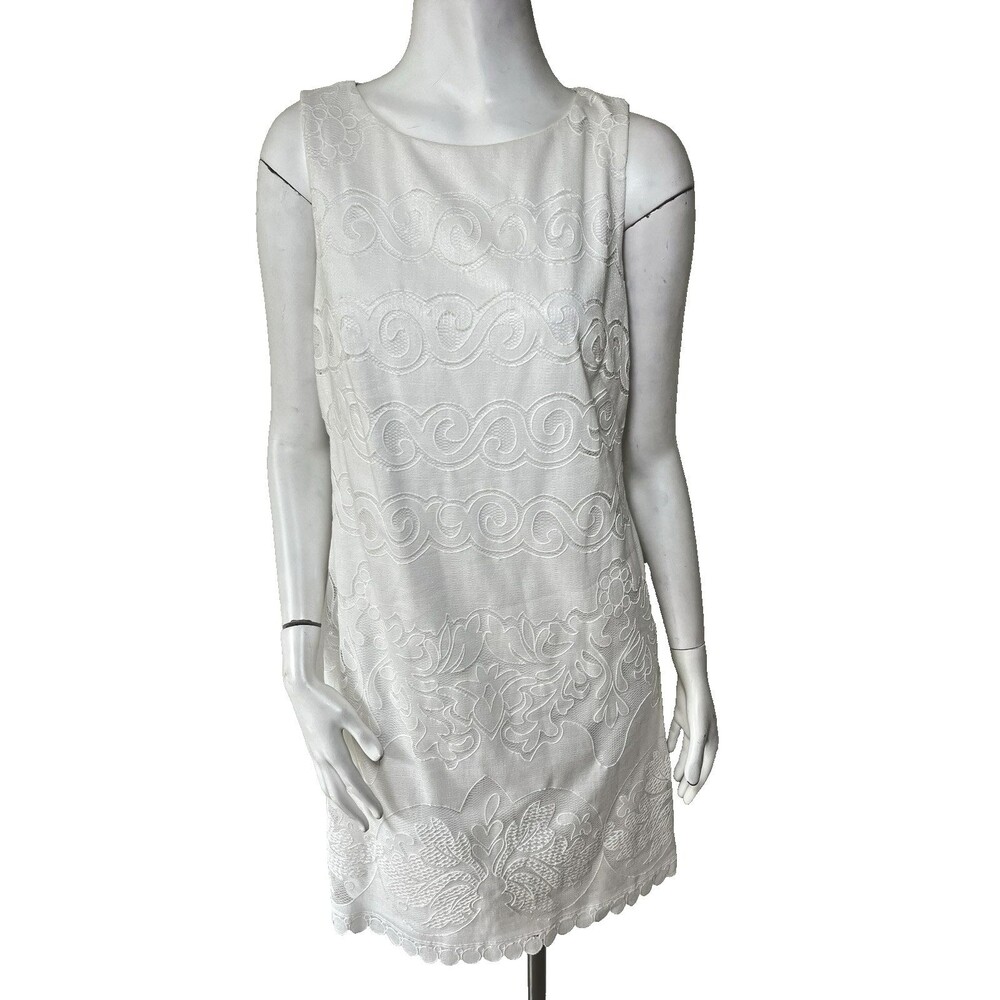 Eliza J White Lace Cocktail Party Sheath Dress 6‎ Summer Resort Preppy Glam